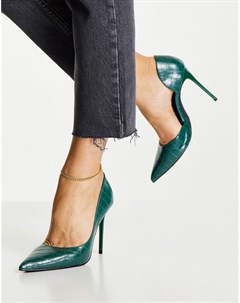 Зеленые остроносые туфли на каблуке шпильке Truffle collection