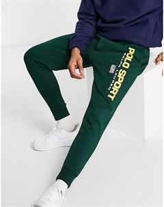 Зеленые джоггеры с манжетами и логотипом с флагом в стиле ретро из капсульной коллекции Sport Polo ralph lauren