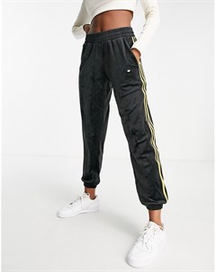 Черные спортивные штаны из велюра с тремя полосами Adidas originals