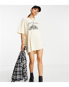 Светло бежевое платье футболка мини с принтом Colorado Missguided petite