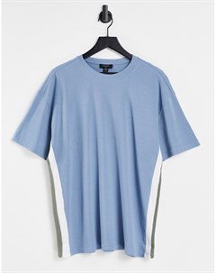 Голубая футболка из вафельного материала от комплекта New look