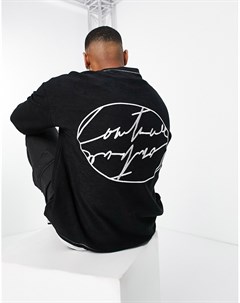 Черный свитшот с принтом на спине и контрастными швами от комплекта The couture club