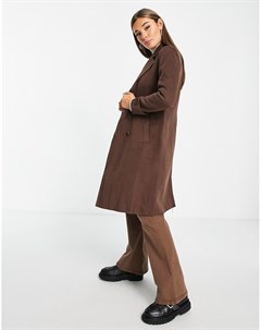 Шоколадно коричневое строгое пальто миди Forever new