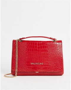 Темно красная сумка через плечо с клапаном и эффектом крокодиловой кожи Grote Valentino bags