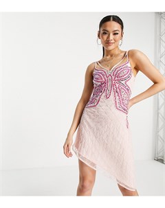 Эксклюзивное многослойное розовое платье с верхним слоем из прозрачного материала с декоративной отд Starlet