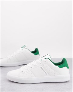 Белые кроссовки с зелеными деталями Jack & jones