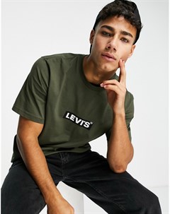 Зеленая футболка с маленьким прямоугольным логотипом Levi's®