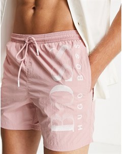 Светло розовые шорты для плавания с большим логотипом сбоку BOSS Octopus Boss bodywear