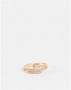 Золотистое кольцо в форме винта с отделкой стразами Olerra Aldo