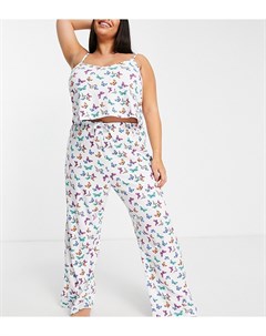 Пижамный комплект из майки и брюк с принтом бабочек Wednesday's girl curve