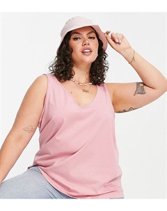 Серовато бежевая майка с овальным вырезом из органического хлопка ASOS DESIGN Curve Ultimate Asos curve