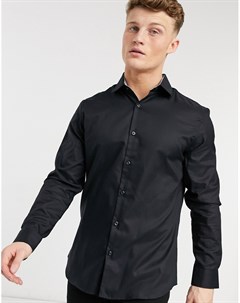 Черная приталенная рубашка из немнущейся ткани Selected homme