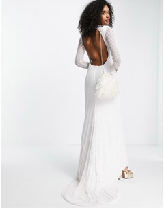 Свадебное платье с пайетками и удлиненным краем сзади Genevieve Asos edition