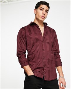 Бордовая атласная рубашка в полоску Premium Jack & jones