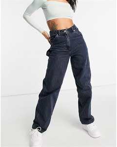 Темно синие выбеленные джинсы в рабочем стиле с завышенной талией Asos design