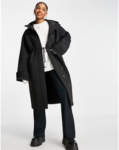 Черное пальто парка в стиле oversized Asos design