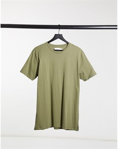 Зеленая длинная футболка Topman