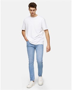 Эластичные зауженные джинсы из смесового органического хлопка светлого цвета Topman