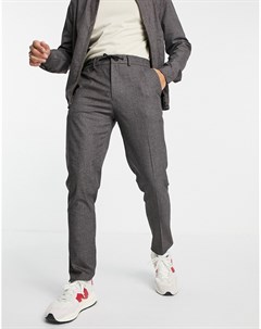 Зауженные строгие брюки серого цвета в клетку со шнурком на поясе от комплекта Asos design