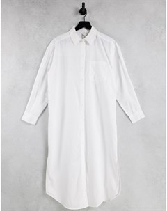 Белая длинная oversized рубашка из органического хлопка Object