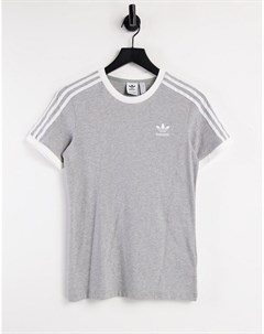 Серая футболка с тремя полосками adicolor Adidas originals
