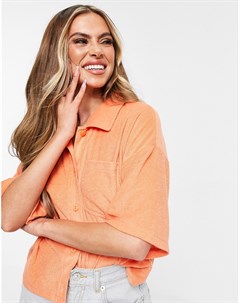 Махровая рубашка оранжевого цвета с короткими рукавами от комплекта Missguided