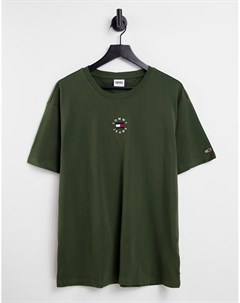 Зеленая футболка с маленьким круглым логотипом Tommy jeans