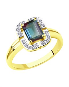 Кольцо из желтого золота с бриллиантами и александритом Sokolov diamonds
