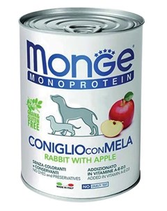 Консервы Dog Monoprotein Fruits Паштет из кролика с яблоком для собак 400гр Monge