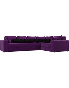 Угловой диван Майами Long микровельвет фиолетовый фиолетово черный правый угол Мебелико
