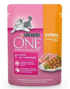 Влажный корм для котят One Junior с курицей 0 075 кг Purina