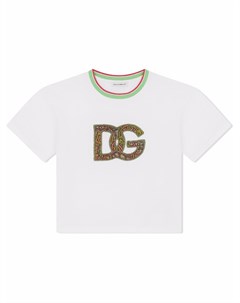 Футболка с вышитым логотипом Dolce & gabbana kids