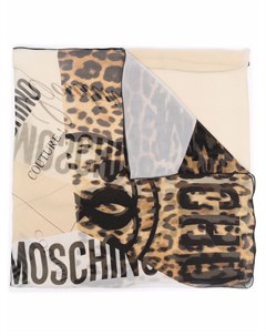 Шарф с леопардовым принтом и логотипом Moschino