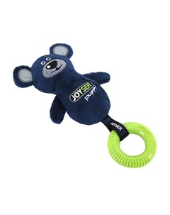 Игрушка для собак Puppy Мишка с резиновым кольцом и пищалкой S M синий 21см Joyser