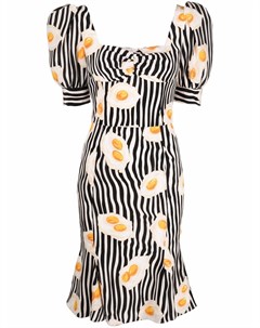 Полосатое платье с графичным принтом Moschino