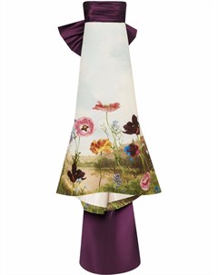 Платье без бретелей с цветочным узором Oscar de la renta
