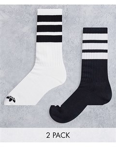 Набор из 2 пар черно белых носков с тремя полосками Adidas originals