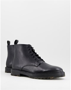 Черные кожаные ботинки на шнуровке с камуфляжным принтом на подошве James Walk london