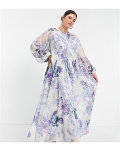 Присборенное спереди платье макси с цветочным принтом Curve Asos edition