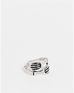 Кольцо цвета черненого серебра в виде рук скелета Asos design