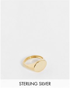 Золотистое кольцо печатка с позолотой 14 карат из стерлингового серебра Asos design