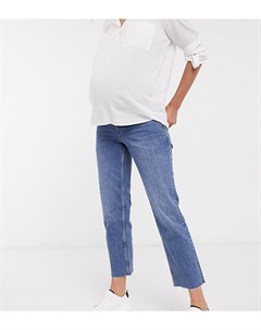 Расклешенные укороченные джинсы из эластичного средне выбеленного материала с завышенной талией в не Asos maternity