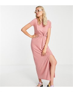 Розовое платье футболка миди с перекрученной отделкой Vero moda tall