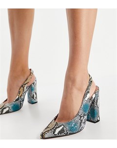 Туфли под змеиную кожу на высоком блочном каблуке с открытой пяткой для широкой стопы Parson Asos design