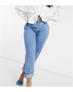 Свободные ярко голубые джинсы с завышенной талией в винтажном стиле ASOS DESIGN Curve Asos curve
