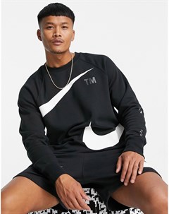 Черный флисовый свитшот с логотипом галочкой Nike