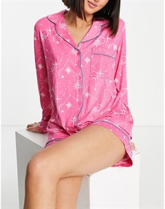 Розовая короткая пижама с космическим принтом на пуговицах Chelsea peers