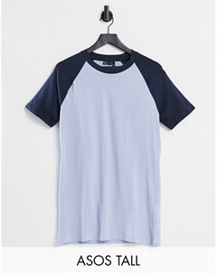 Облегающая футболка из органического хлопка с контрастными рукавами реглан бежевого и темно синего ц Asos design