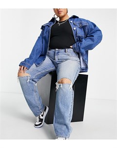 Выбеленные свободные джинсы в винтажном стиле с завышенной талией и рваной отделкой ASOS DESIGN Curv Asos curve