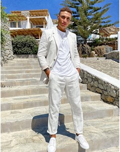 Белые узкие брюки в тонкую полоску wedding Asos design